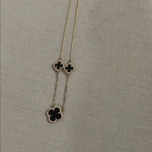 Rachel Zoe Black and Gold Clover Necklace